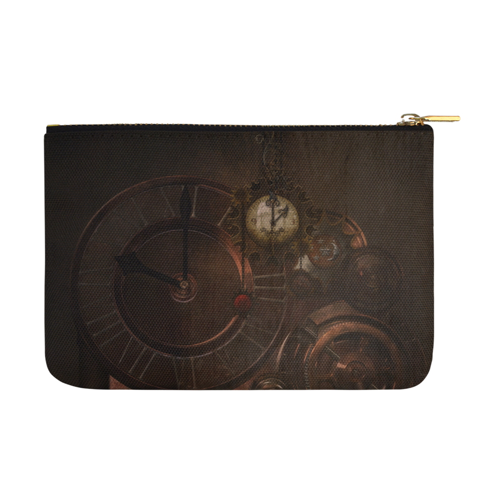 Vintage gothic brown steampunk clocks and gears Carry-All Pouch 12.5''x8.5''