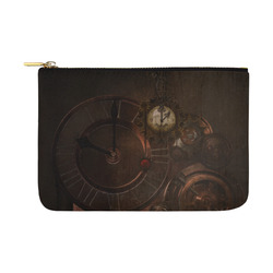 Vintage gothic brown steampunk clocks and gears Carry-All Pouch 12.5''x8.5''