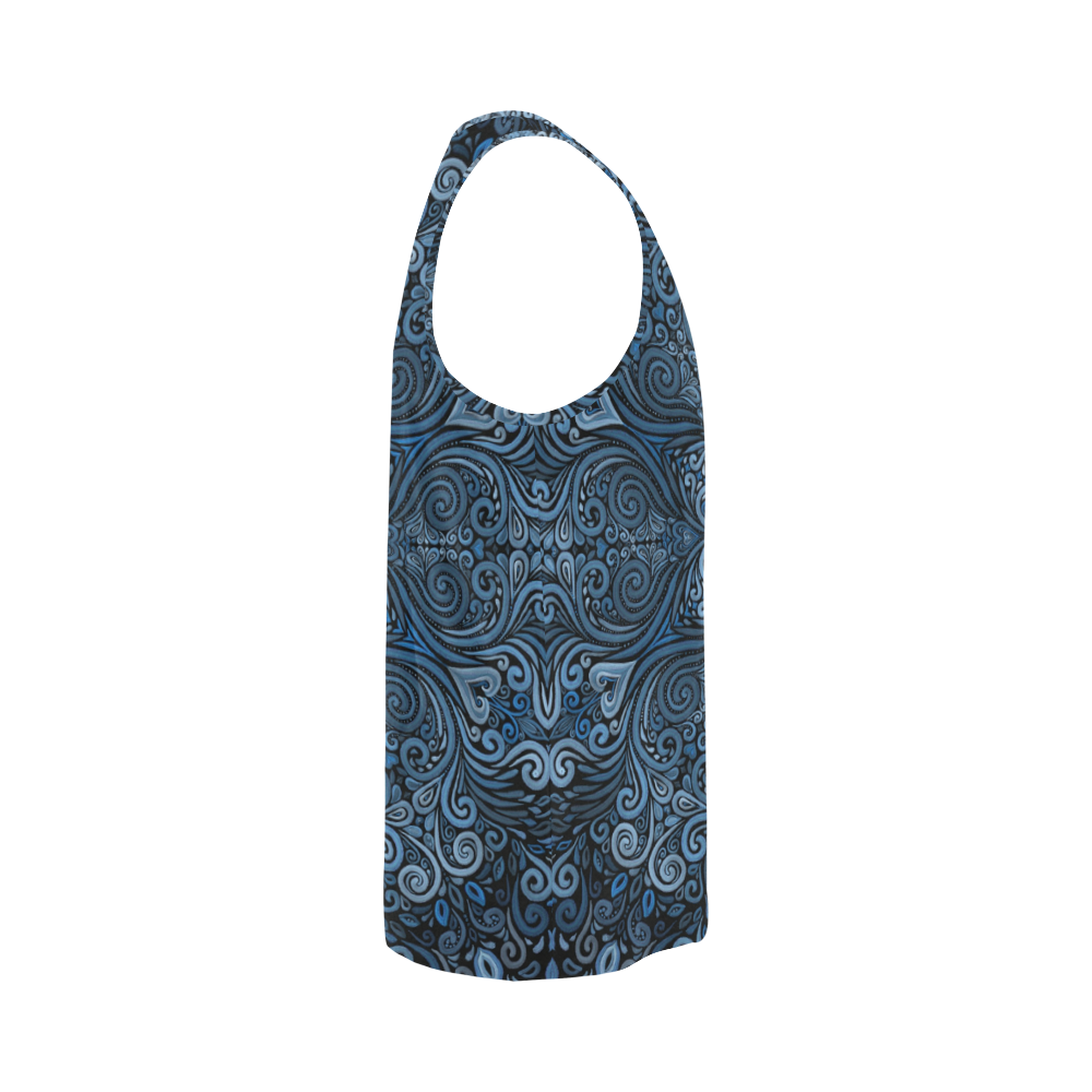 Blue Mandala Ornate Pattern 3D effect All Over Print Tank Top for Men (Model T43)