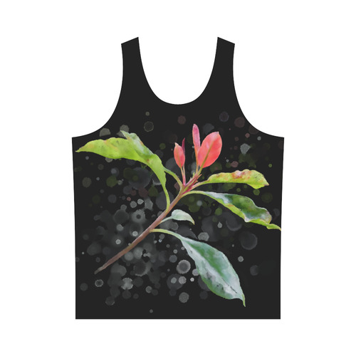 3 colors leaves, red blue green. Floral watercolor All Over Print Tank Top for Men (Model T43)