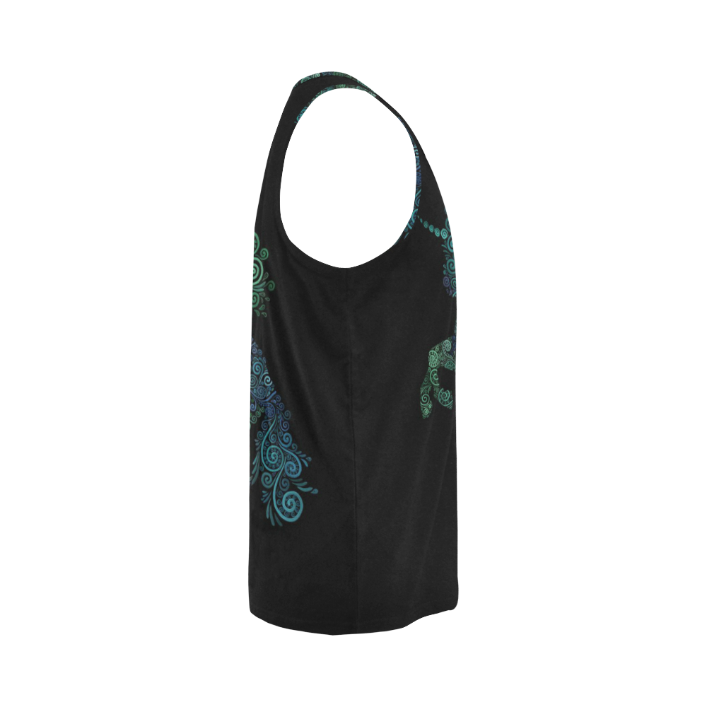 3D Psychedelic Unicorn blue and green All Over Print Tank Top for Men (Model T43)