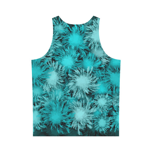 Abstract Turquoise frosty flowers, pattern All Over Print Tank Top for Men (Model T43)