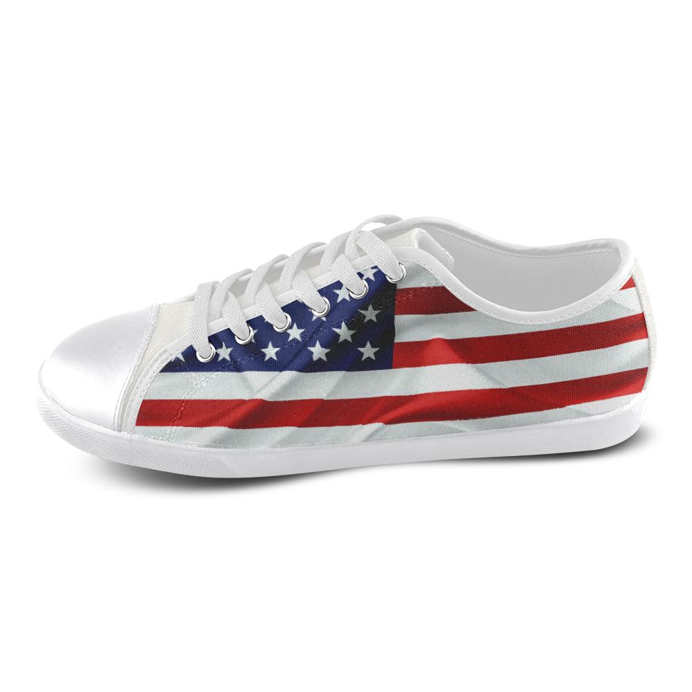America Flag Banner Patriot Stars Stripes Freedom Canvas Shoes for Women/Large Size (Model 016)