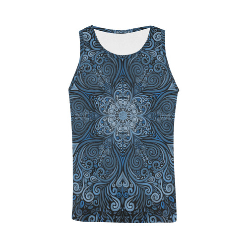 Blue Mandala Ornate Pattern 3D effect All Over Print Tank Top for Men (Model T43)