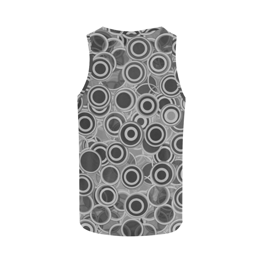 Transparent fun circles, retro in black and gray All Over Print Tank Top for Men (Model T43)