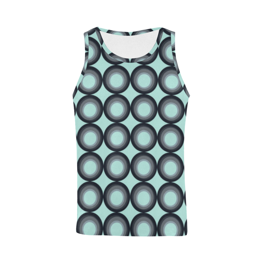 Psychedelic circles,blue vintage pattern style All Over Print Tank Top for Men (Model T43)