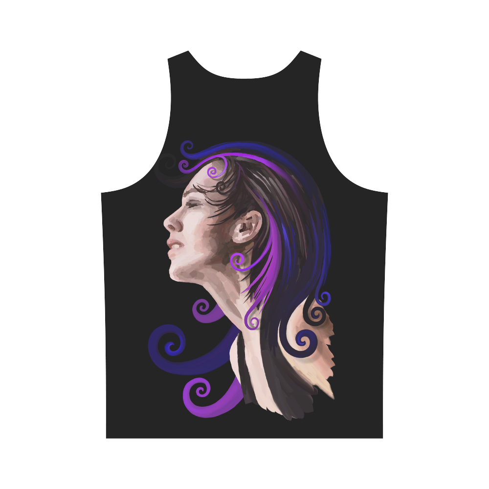 Daydreaming pretty young woman oil, purple All Over Print Tank Top for Men (Model T43)