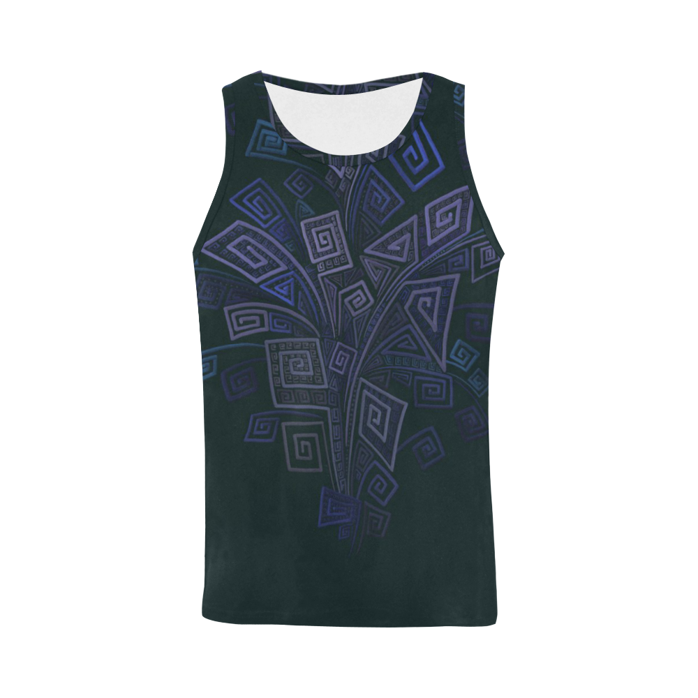 Psychedelic 3D Square Spirals - blue and purple All Over Print Tank Top for Men (Model T43)