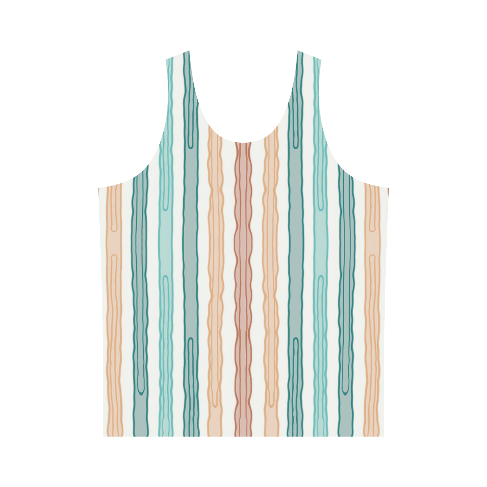 Fun decorative pastel lines, green blue orange red All Over Print Tank Top for Men (Model T43)