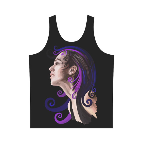 Daydreaming pretty young woman oil, purple All Over Print Tank Top for Men (Model T43)