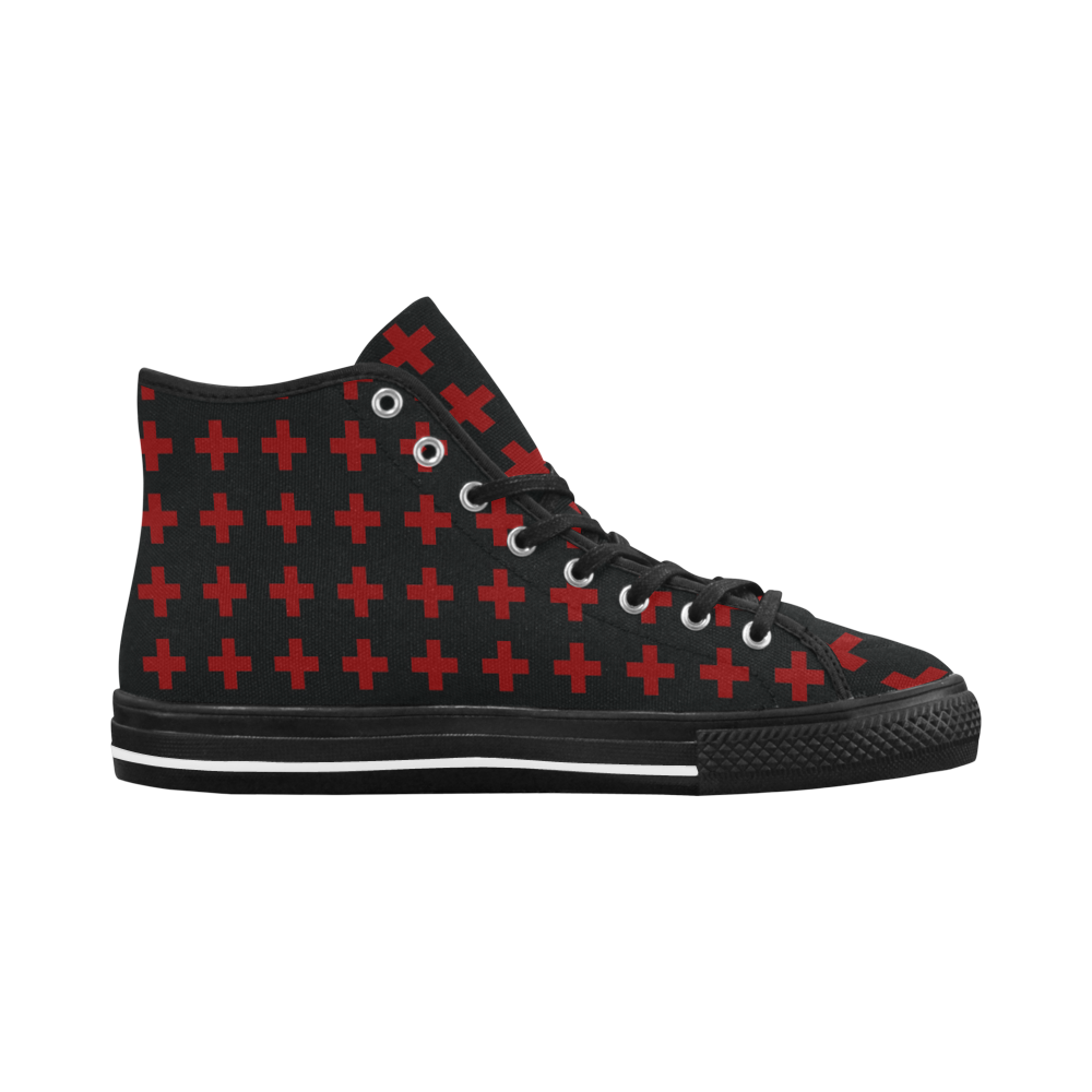 Punk Rock Style Red Crosses Pattern Design Vancouver H Men's Canvas Shoes (1013-1)