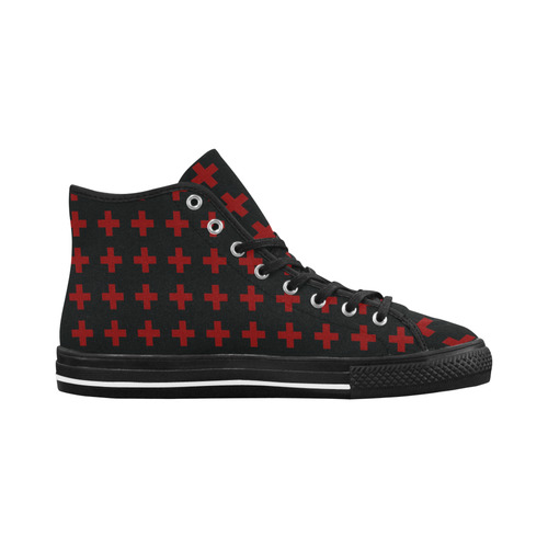Punk Rock Style Red Crosses Pattern Design Vancouver H Men's Canvas Shoes (1013-1)