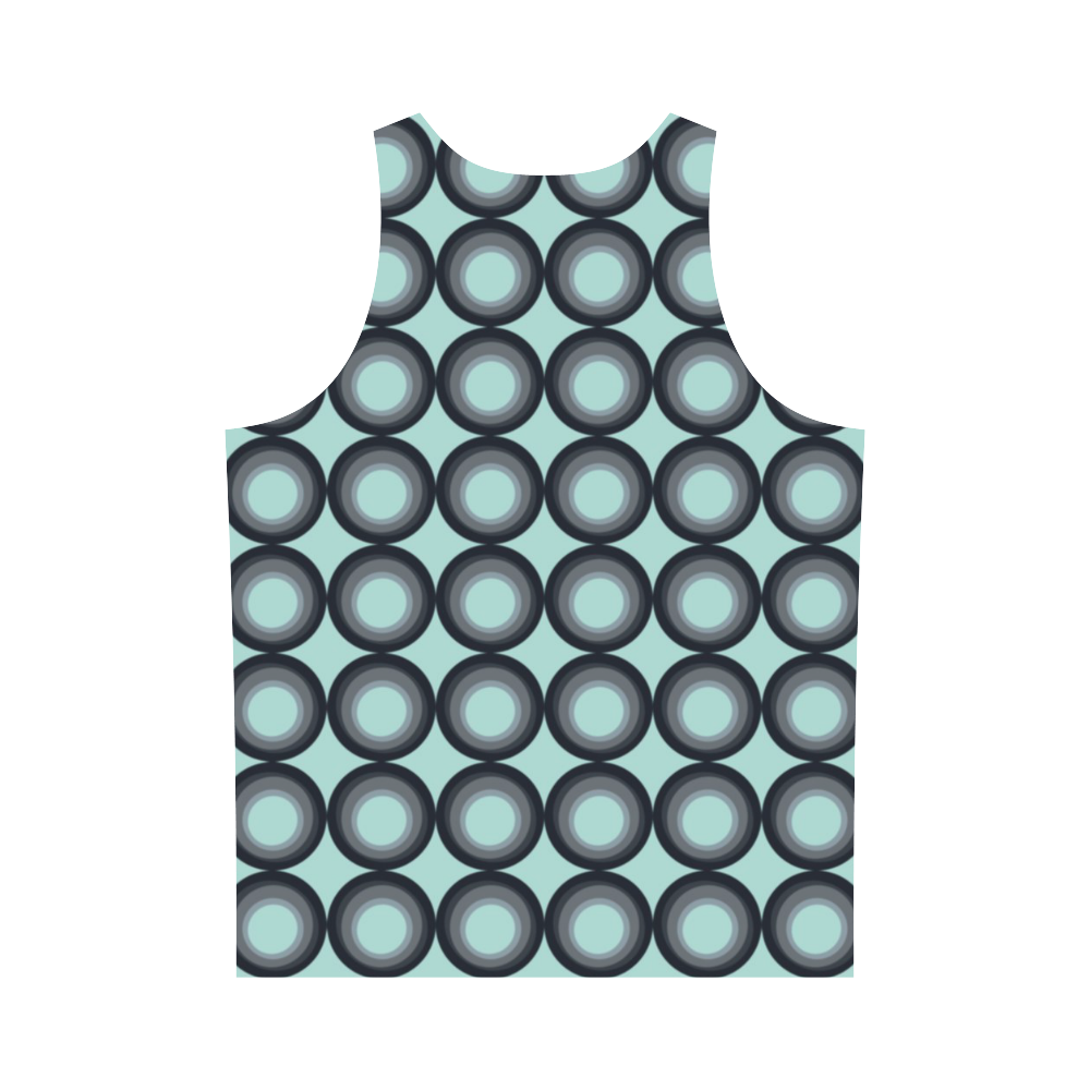 Psychedelic circles,blue vintage pattern style All Over Print Tank Top for Men (Model T43)