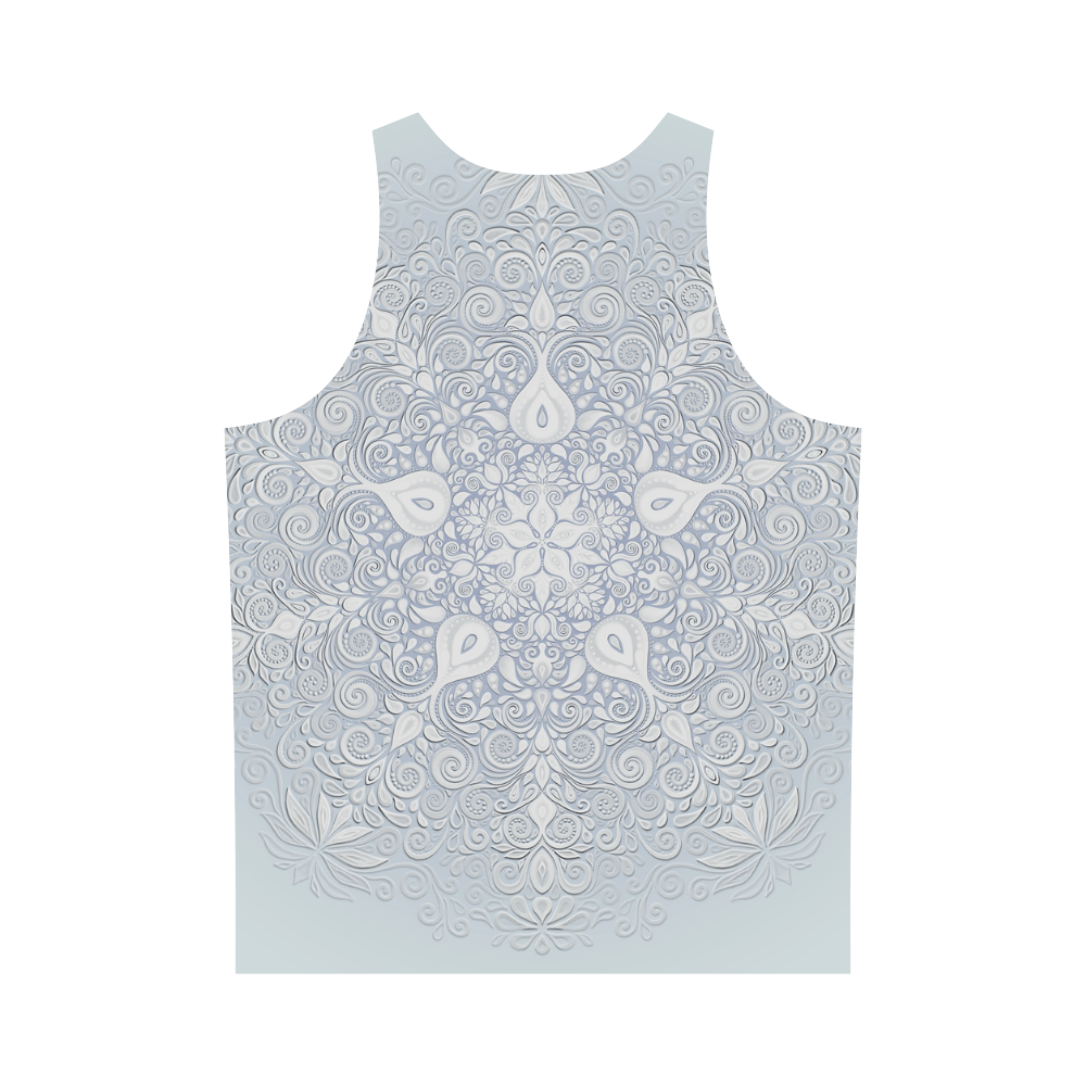 White and Blue Watercolor Mandala All Over Print Tank Top for Men (Model T43)