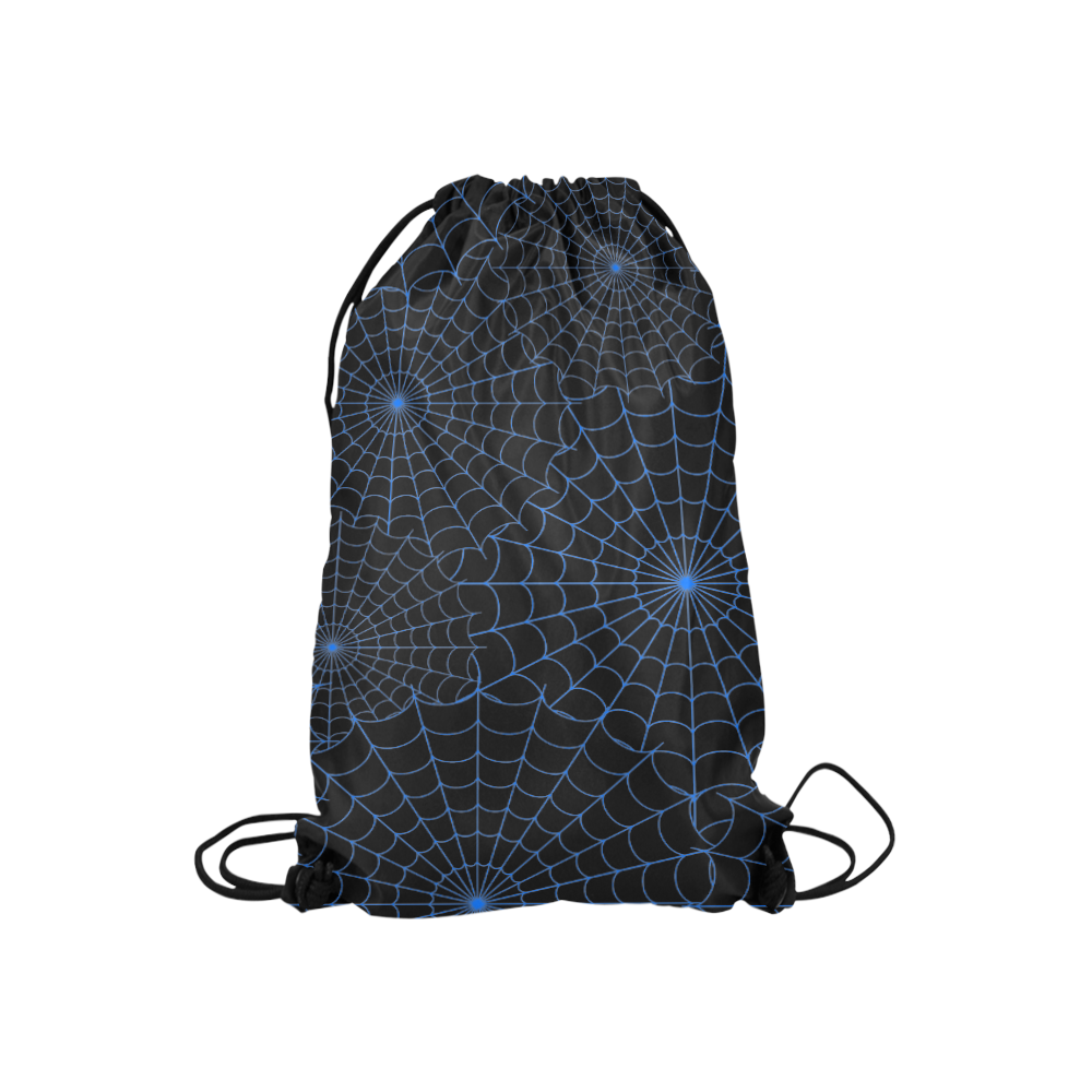 Halloween Spiderwebs - Blue Small Drawstring Bag Model 1604 (Twin Sides) 11"(W) * 17.7"(H)