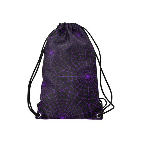 Halloween Spiderwebs - Purple Small Drawstring Bag Model 1604 (Twin Sides) 11"(W) * 17.7"(H)