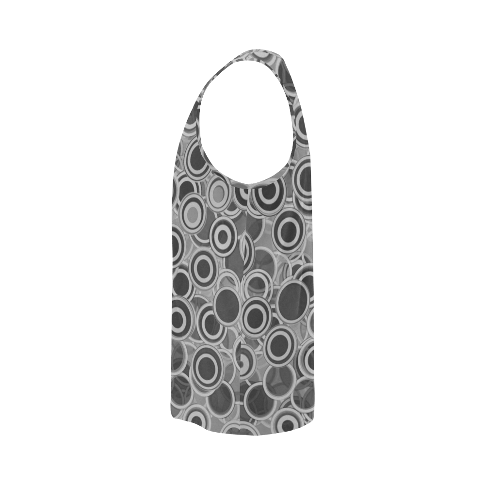 Transparent fun circles, retro in black and gray All Over Print Tank Top for Men (Model T43)