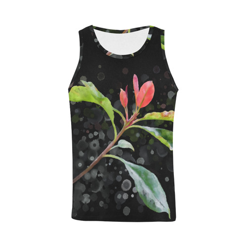 3 colors leaves, red blue green. Floral watercolor All Over Print Tank Top for Men (Model T43)