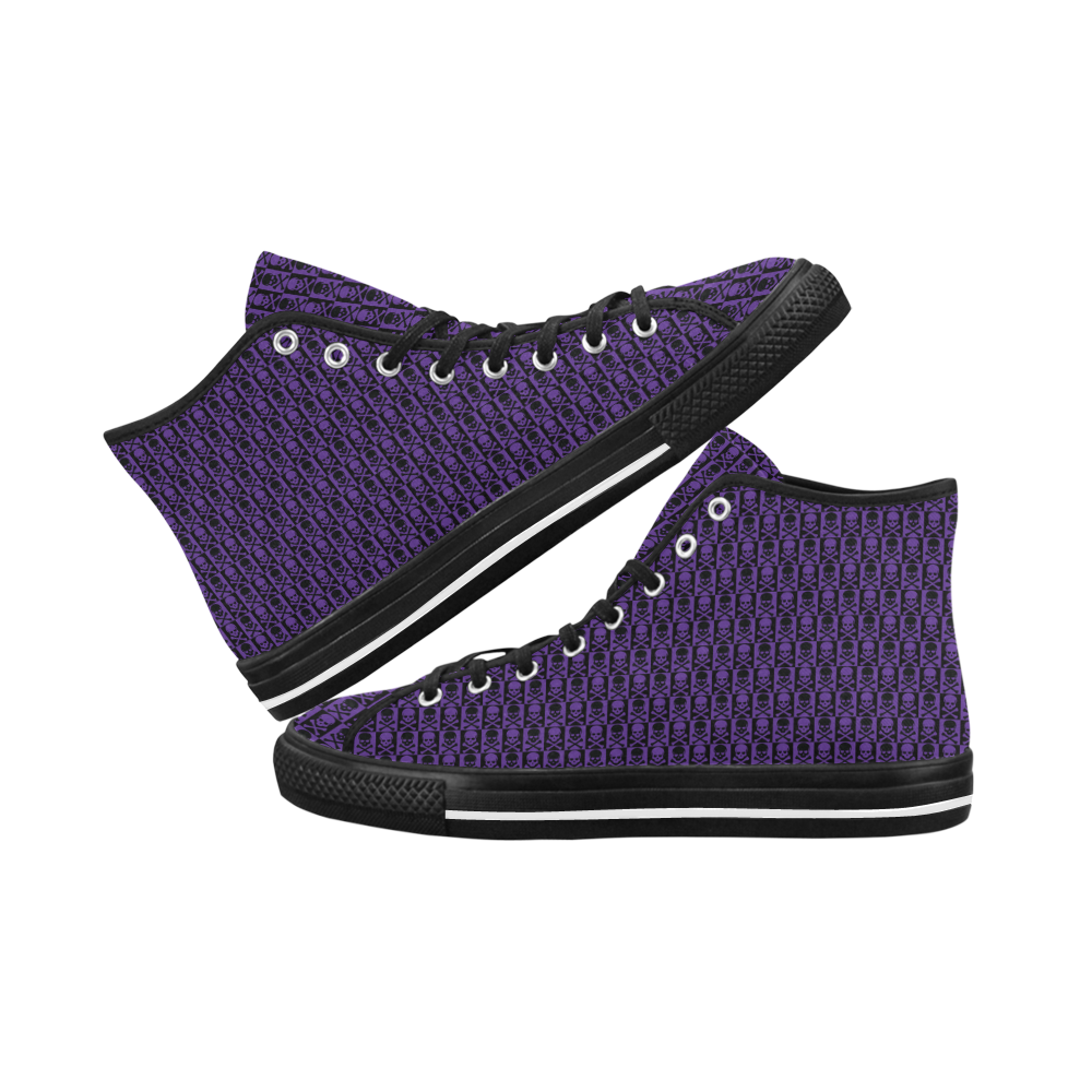 Gothic style Purple & Black Skulls Vancouver H Men's Canvas Shoes (1013-1)