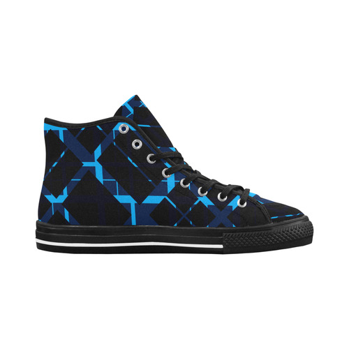 Diagonal Blue & Black Plaid Modern Style Vancouver H Men's Canvas Shoes (1013-1)