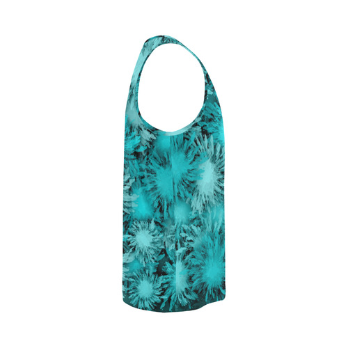 Abstract Turquoise frosty flowers, pattern All Over Print Tank Top for Men (Model T43)