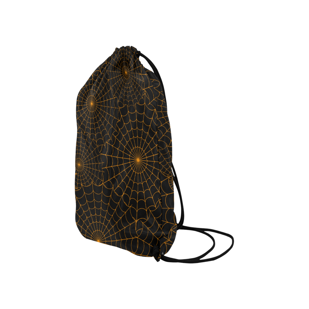 Halloween Spiderwebs - Orange Small Drawstring Bag Model 1604 (Twin Sides) 11"(W) * 17.7"(H)