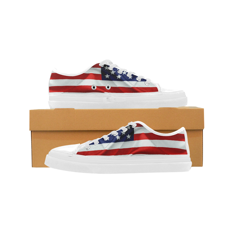 America Flag Banner Patriot Stars Stripes Freedom Women's Canvas Zipper Shoes/Large Size (Model 001)