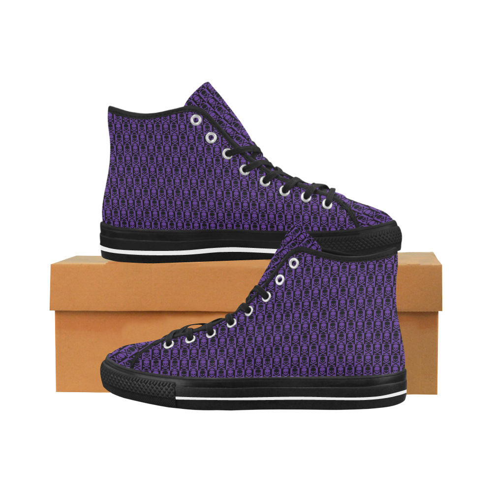 Gothic style Purple & Black Skulls Vancouver H Men's Canvas Shoes (1013-1)