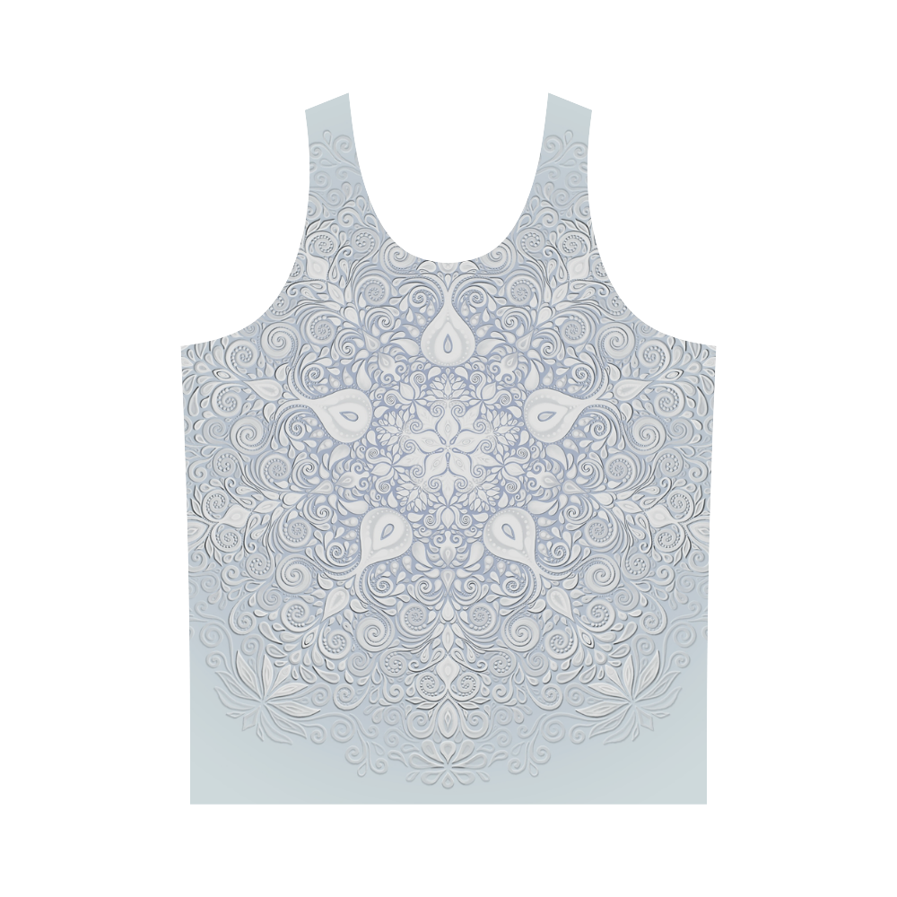 White and Blue Watercolor Mandala All Over Print Tank Top for Men (Model T43)