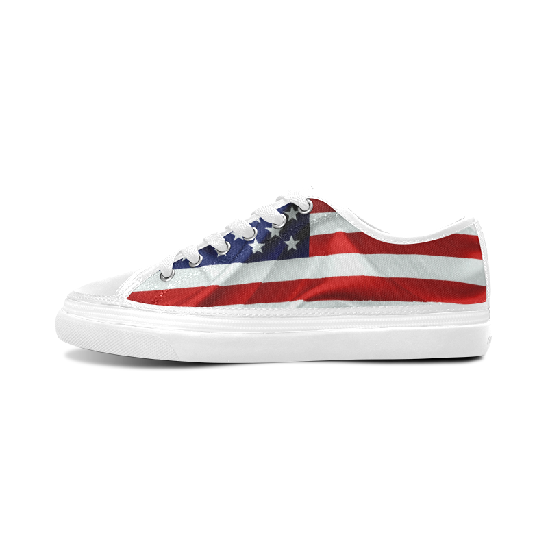 America Flag Banner Patriot Stars Stripes Freedom Women's Canvas Zipper Shoes/Large Size (Model 001)
