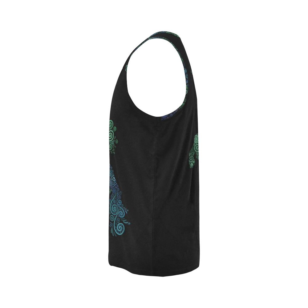 3D Psychedelic Unicorn blue and green All Over Print Tank Top for Men (Model T43)