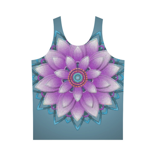 Pink - Purple Ornament Flower, Faux Stitch All Over Print Tank Top for Men (Model T43)