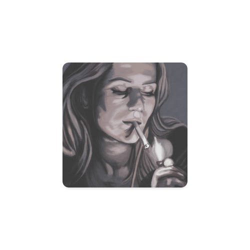 Smoking girl Square Coaster