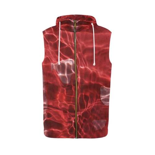 Red River All Over Print Sleeveless Zip Up Hoodie for Men (Model H16)