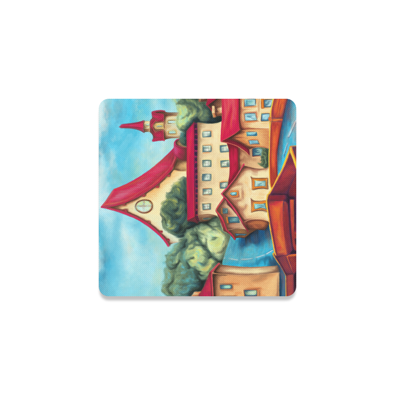 Red roofs Square Coaster
