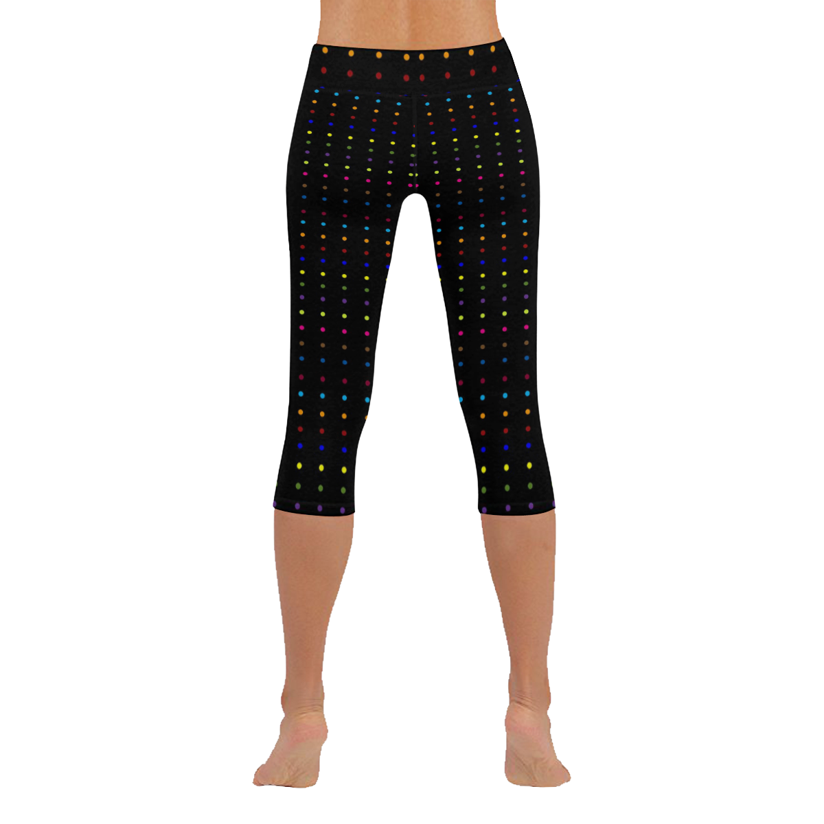 Dots & Colors Modern, Colorful pattern design Women's Low Rise Capri Leggings (Invisible Stitch) (Model L08)