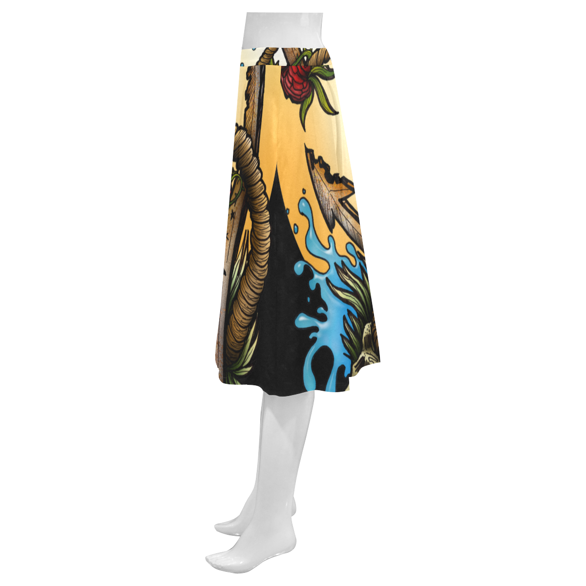 Anchored Mnemosyne Women's Crepe Skirt (Model D16)