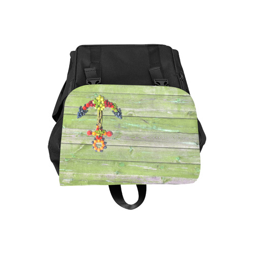 Vegan Anchor Green Wood Wall Casual Shoulders Backpack (Model 1623)