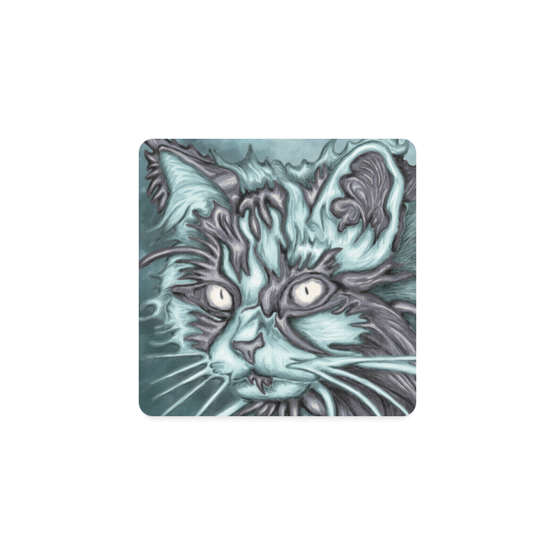 Blue cat Square Coaster