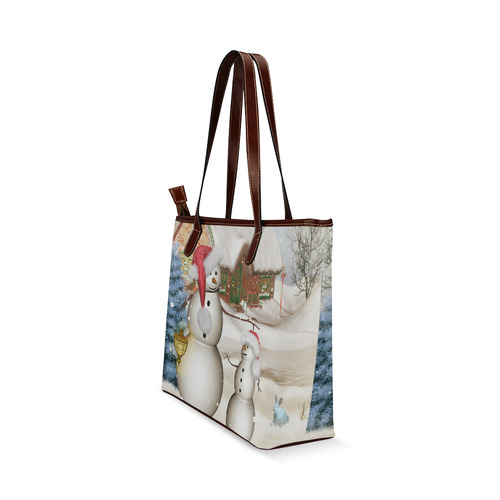 Christmas, Funny snowman with hat Shoulder Tote Bag (Model 1646)