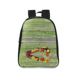 Vegan Smart Heart Love Green Wood School Backpack/Large (Model 1601)