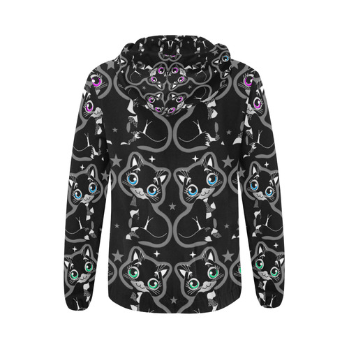 THE EYES OF A PUSSY CAT All Over Print Full Zip Hoodie for Women (Model H14)
