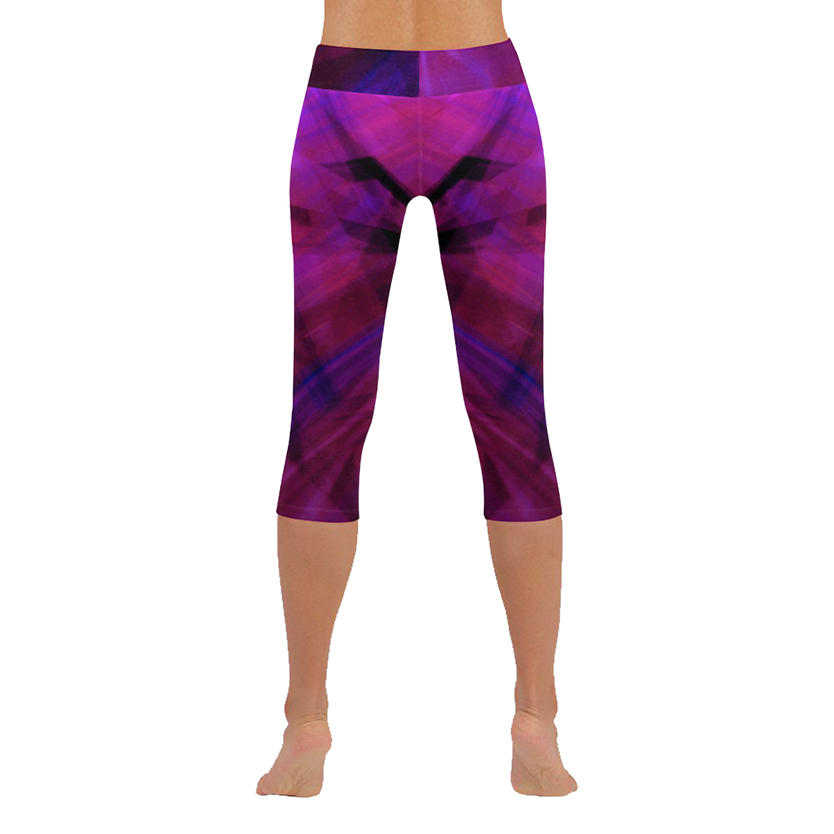 Manic colors Women's Low Rise Capri Leggings (Invisible Stitch) (Model L08)