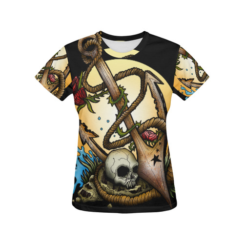 Anchored All Over Print T-Shirt for Women (USA Size) (Model T40)