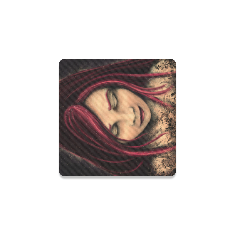 Red haired girl Square Coaster