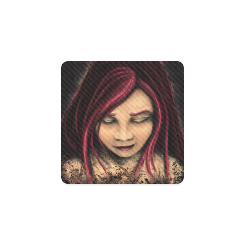 Red haired girl Square Coaster