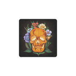 Skull and Flowers Square Coaster