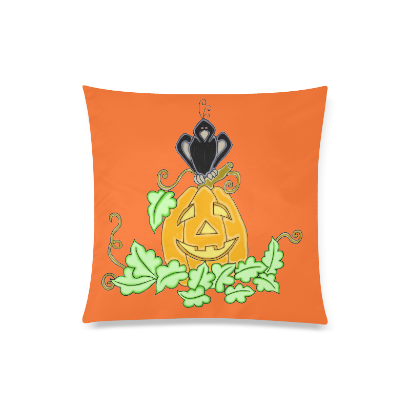 Halloween Crow And Pumpkin Custom Zippered Pillow Case 20"x20"(Twin Sides)