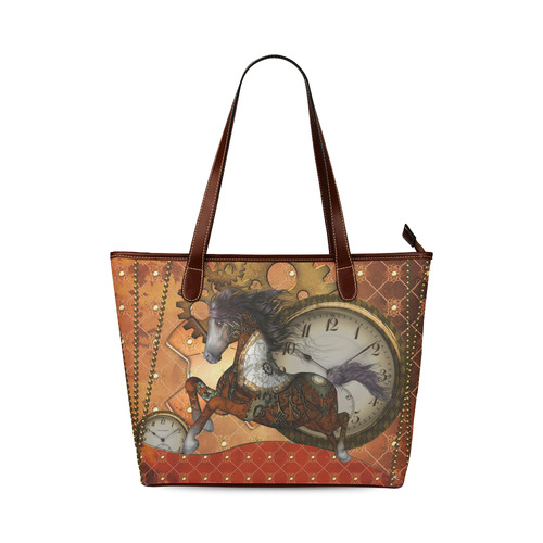 Steampunk, awesome steampunk horse Shoulder Tote Bag (Model 1646)