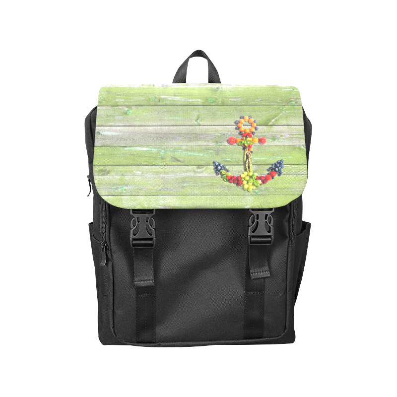 Vegan Anchor Green Wood Wall Casual Shoulders Backpack (Model 1623)